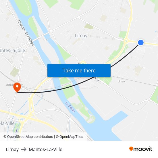 Limay to Mantes-La-Ville map