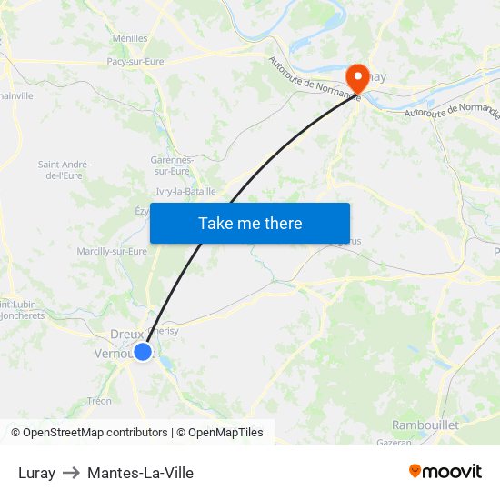 Luray to Mantes-La-Ville map