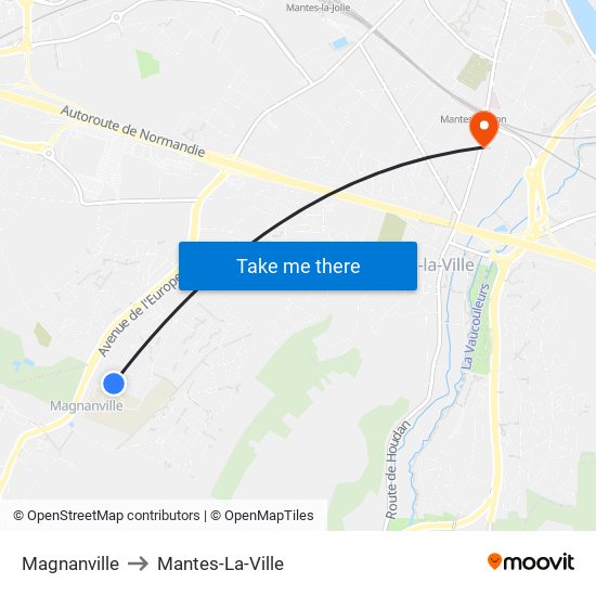 Magnanville to Mantes-La-Ville map