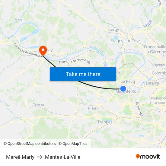 Mareil-Marly to Mantes-La-Ville map