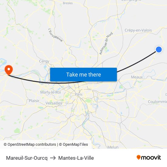 Mareuil-Sur-Ourcq to Mantes-La-Ville map