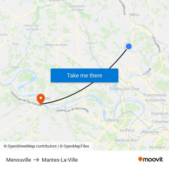 Menouville to Mantes-La-Ville map