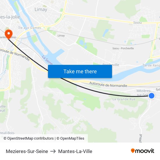Mezieres-Sur-Seine to Mantes-La-Ville map