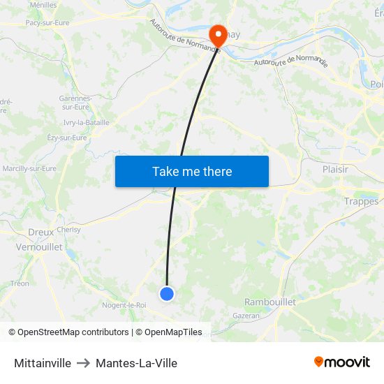 Mittainville to Mantes-La-Ville map
