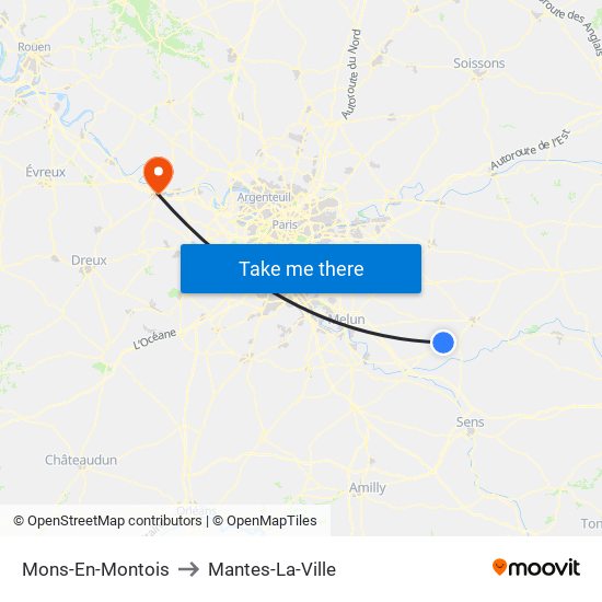 Mons-En-Montois to Mantes-La-Ville map