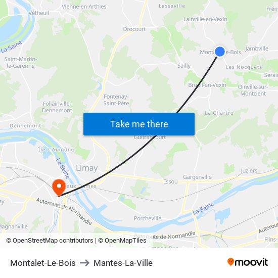 Montalet-Le-Bois to Mantes-La-Ville map