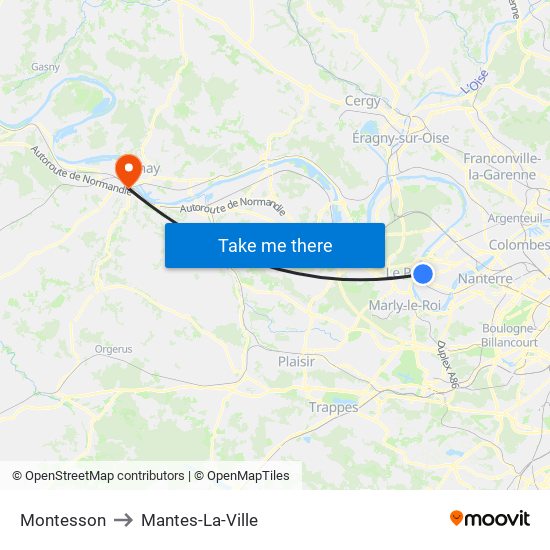 Montesson to Mantes-La-Ville map