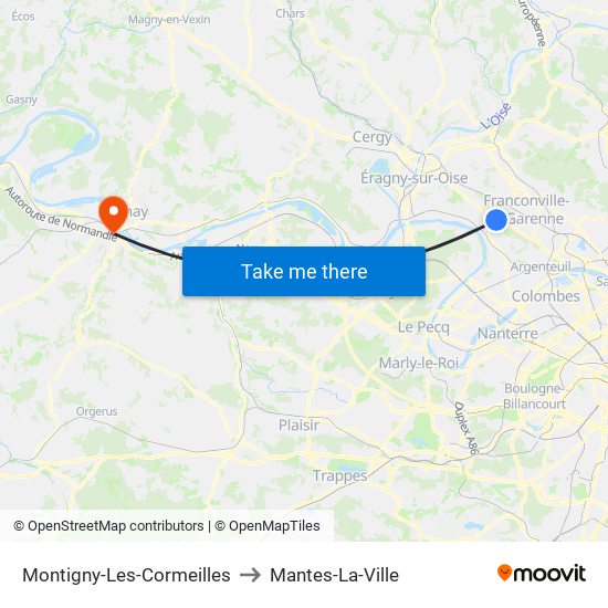 Montigny-Les-Cormeilles to Mantes-La-Ville map