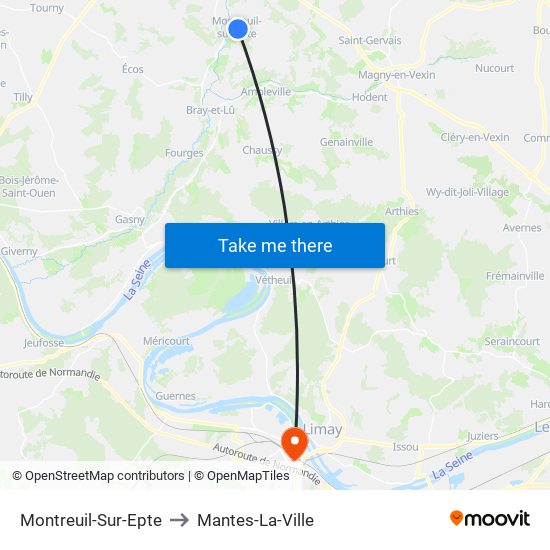 Montreuil-Sur-Epte to Mantes-La-Ville map