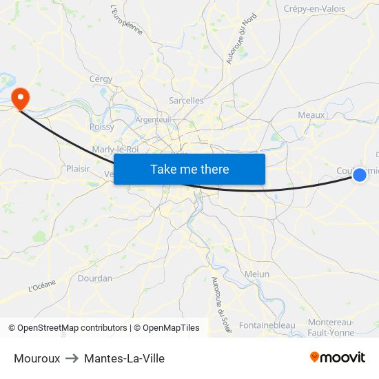 Mouroux to Mantes-La-Ville map