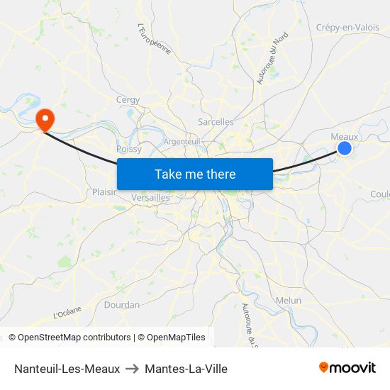 Nanteuil-Les-Meaux to Mantes-La-Ville map