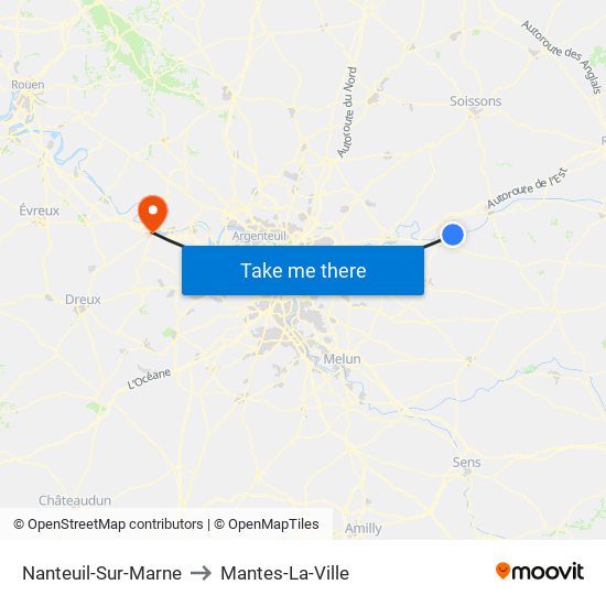 Nanteuil-Sur-Marne to Mantes-La-Ville map