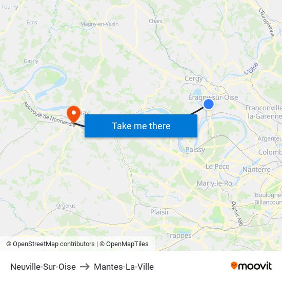 Neuville-Sur-Oise to Mantes-La-Ville map