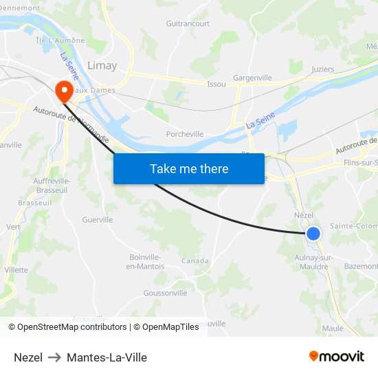 Nezel to Mantes-La-Ville map