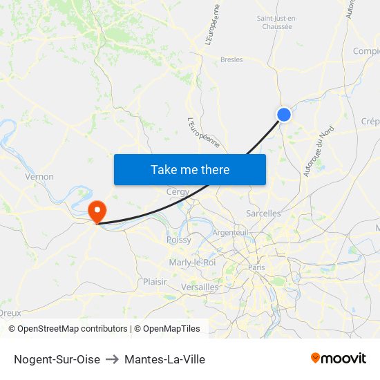 Nogent-Sur-Oise to Mantes-La-Ville map