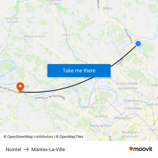 Nointel to Mantes-La-Ville map