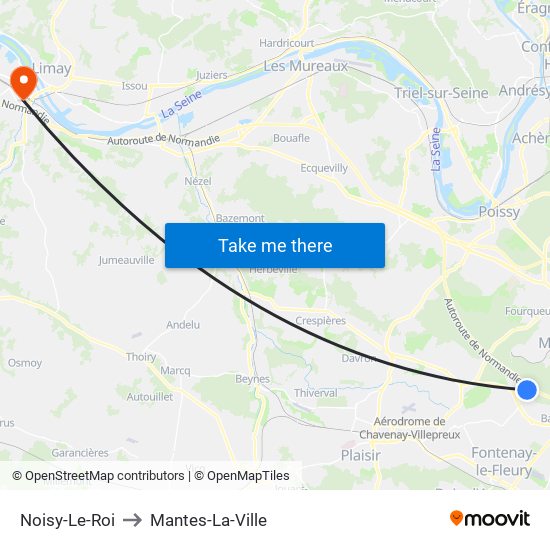 Noisy-Le-Roi to Mantes-La-Ville map