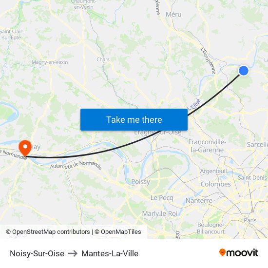 Noisy-Sur-Oise to Mantes-La-Ville map