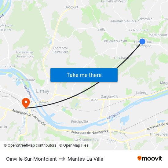 Oinville-Sur-Montcient to Mantes-La-Ville map