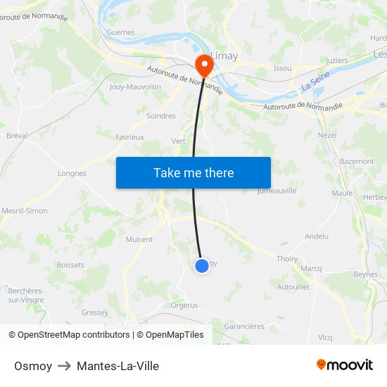 Osmoy to Mantes-La-Ville map