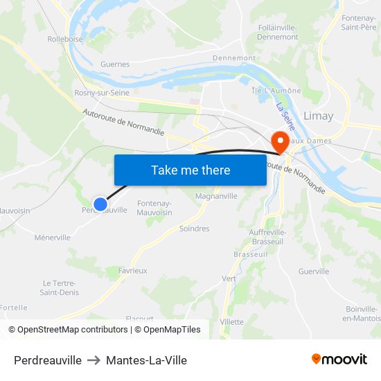 Perdreauville to Mantes-La-Ville map