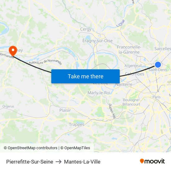 Pierrefitte-Sur-Seine to Mantes-La-Ville map