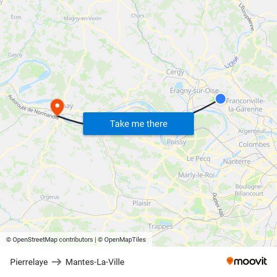 Pierrelaye to Mantes-La-Ville map