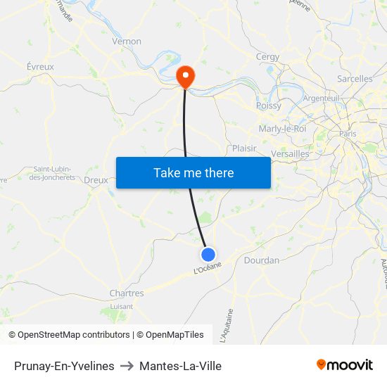 Prunay-En-Yvelines to Mantes-La-Ville map