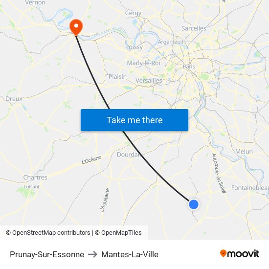 Prunay-Sur-Essonne to Mantes-La-Ville map