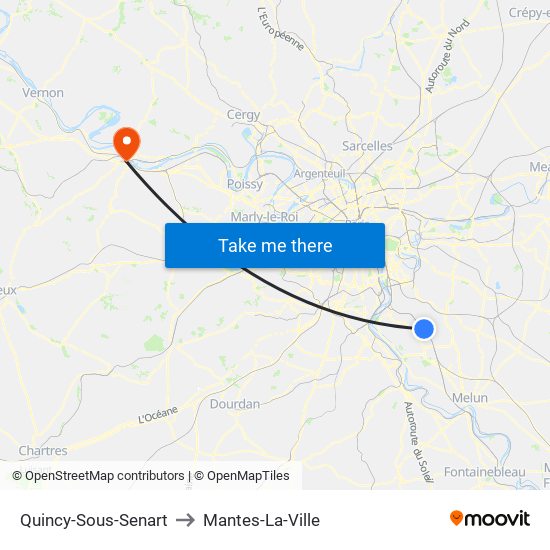 Quincy-Sous-Senart to Mantes-La-Ville map