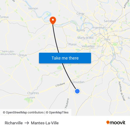 Richarville to Mantes-La-Ville map