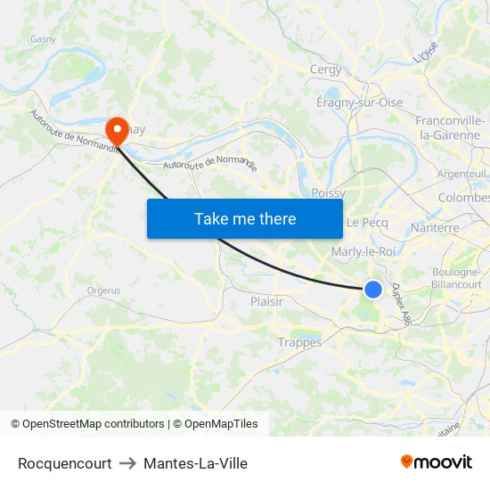 Rocquencourt to Mantes-La-Ville map