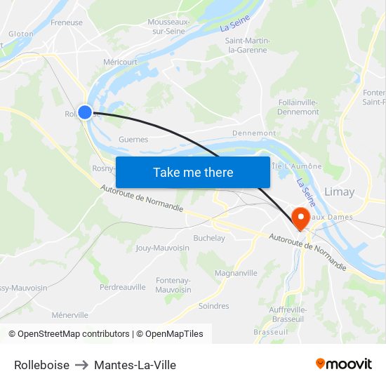 Rolleboise to Mantes-La-Ville map