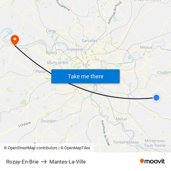 Rozay-En-Brie to Mantes-La-Ville map