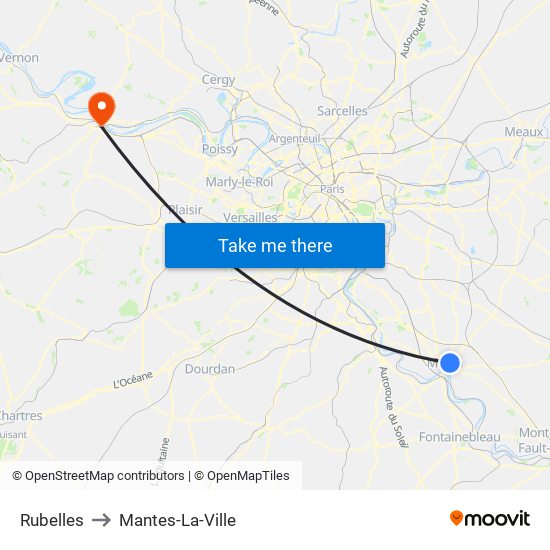 Rubelles to Mantes-La-Ville map