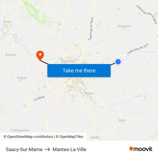 Saacy-Sur-Marne to Mantes-La-Ville map