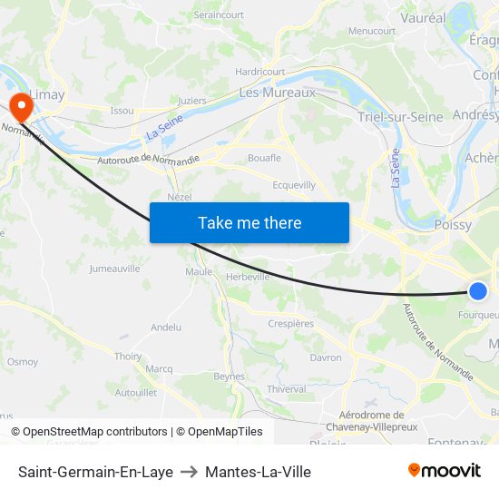 Saint-Germain-En-Laye to Mantes-La-Ville map