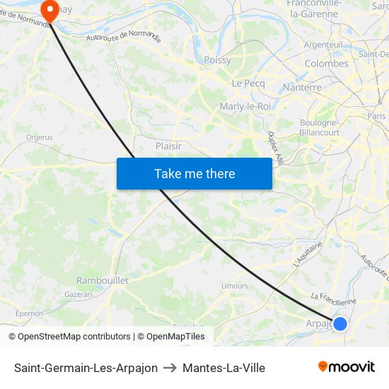 Saint-Germain-Les-Arpajon to Mantes-La-Ville map