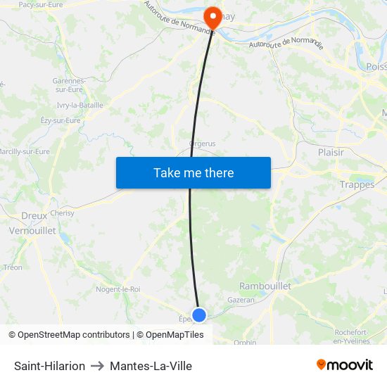 Saint-Hilarion to Mantes-La-Ville map