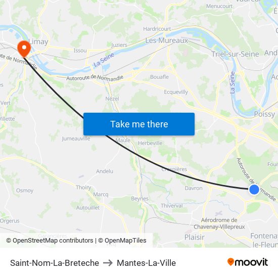 Saint-Nom-La-Breteche to Mantes-La-Ville map