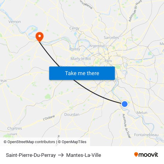 Saint-Pierre-Du-Perray to Mantes-La-Ville map