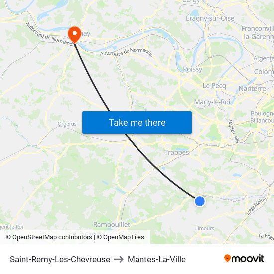 Saint-Remy-Les-Chevreuse to Mantes-La-Ville map