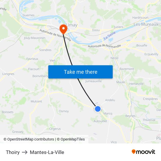 Thoiry to Mantes-La-Ville map