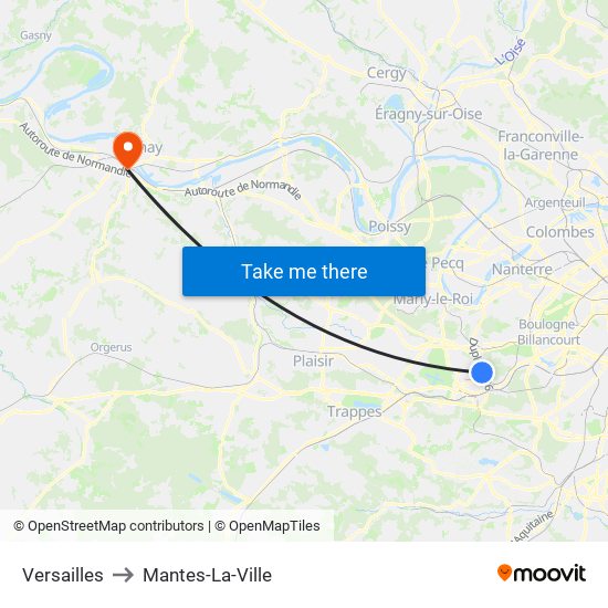 Versailles to Mantes-La-Ville map