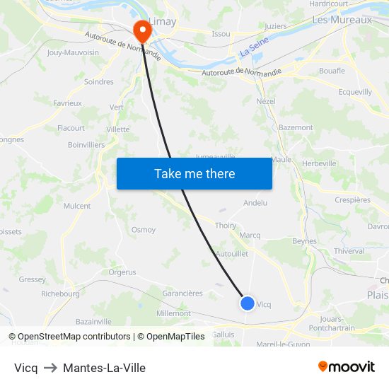 Vicq to Mantes-La-Ville map