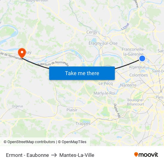 Ermont - Eaubonne to Mantes-La-Ville map