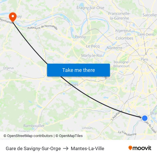 Gare de Savigny-Sur-Orge to Mantes-La-Ville map