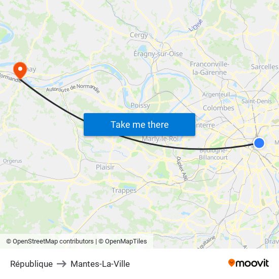 République to Mantes-La-Ville map