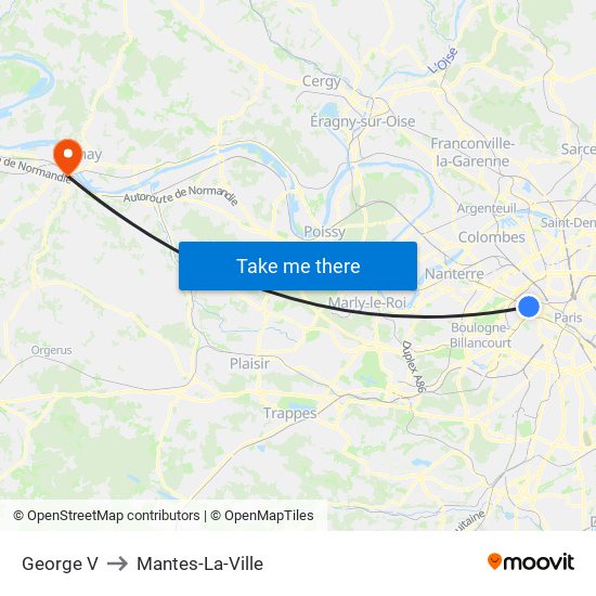 George V to Mantes-La-Ville map