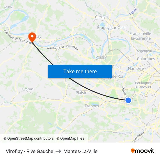 Viroflay - Rive Gauche to Mantes-La-Ville map